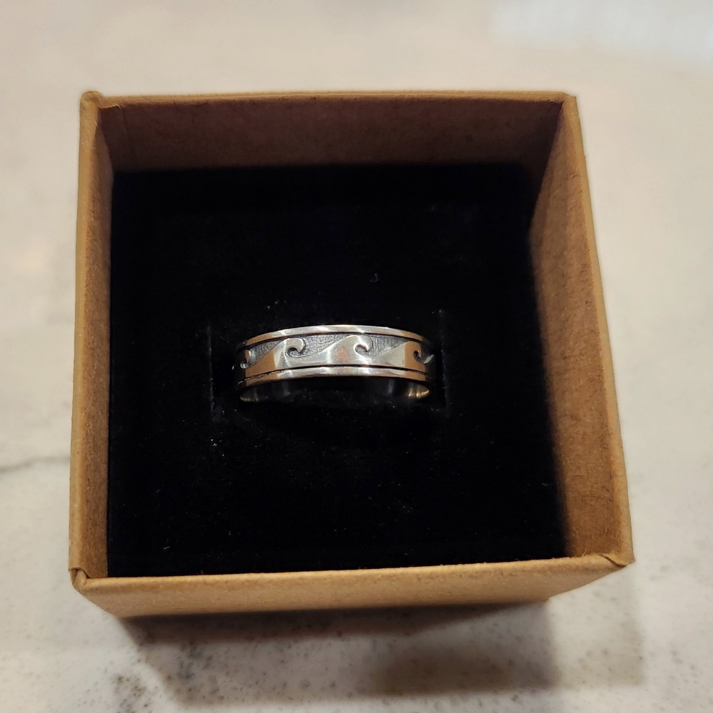New Sterling Silver Ocean Waves 5mm Band, Sizes 8, 9 & 10